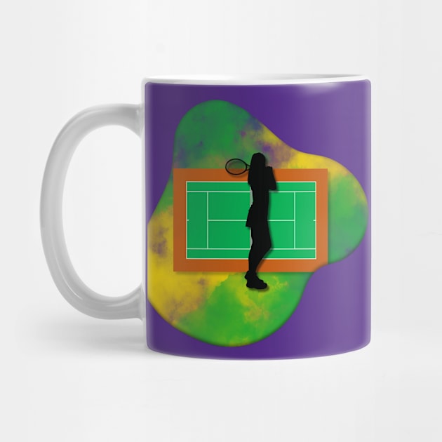 Tennis Player with Tennis Court Background and Wimbledon Colours 5 by Jay Major Designs